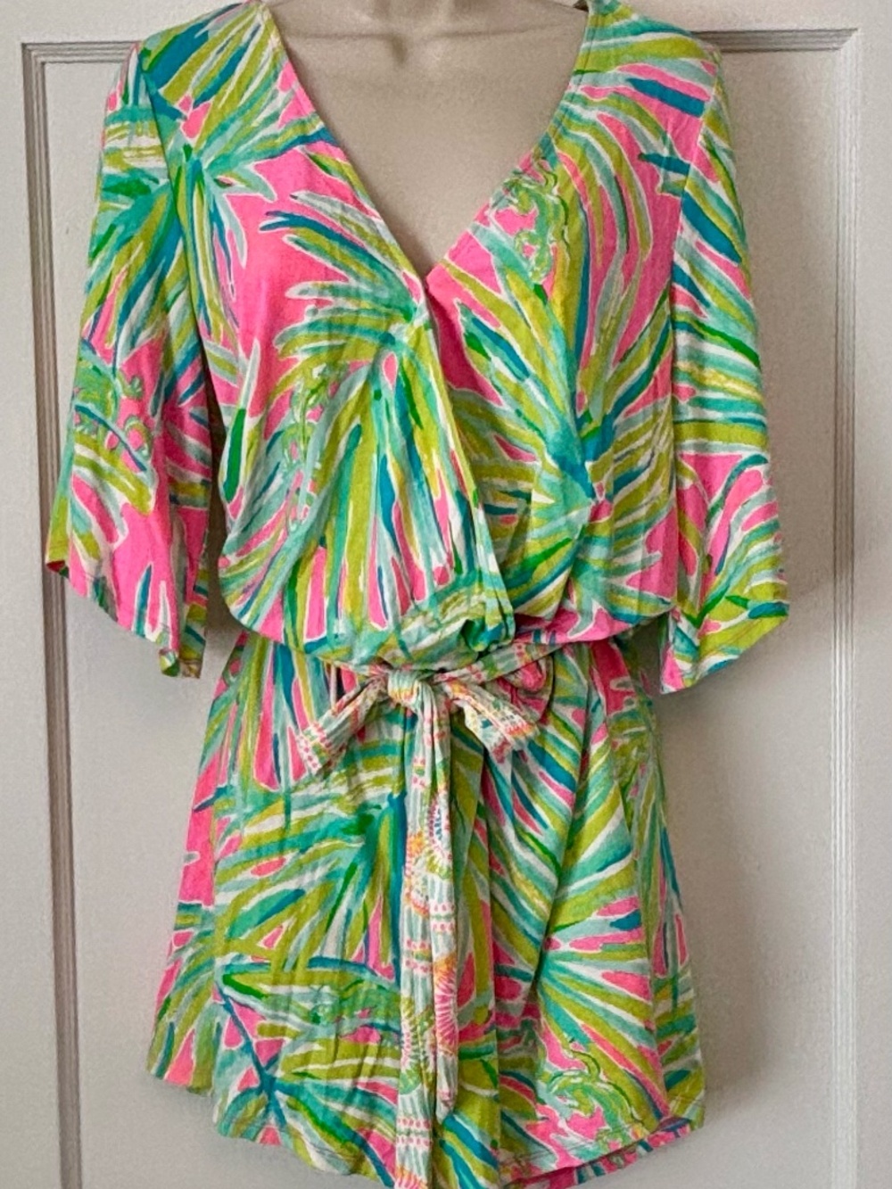Lilly Pulitzer Madilyn Romper Tiki Pink Royal Lime L